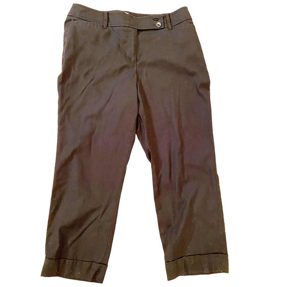 Ann Taylor Loft Black Julie Ankle Cropped‎ Straight Leg Pants Cuffed Size 8 - Picture 2 of 10